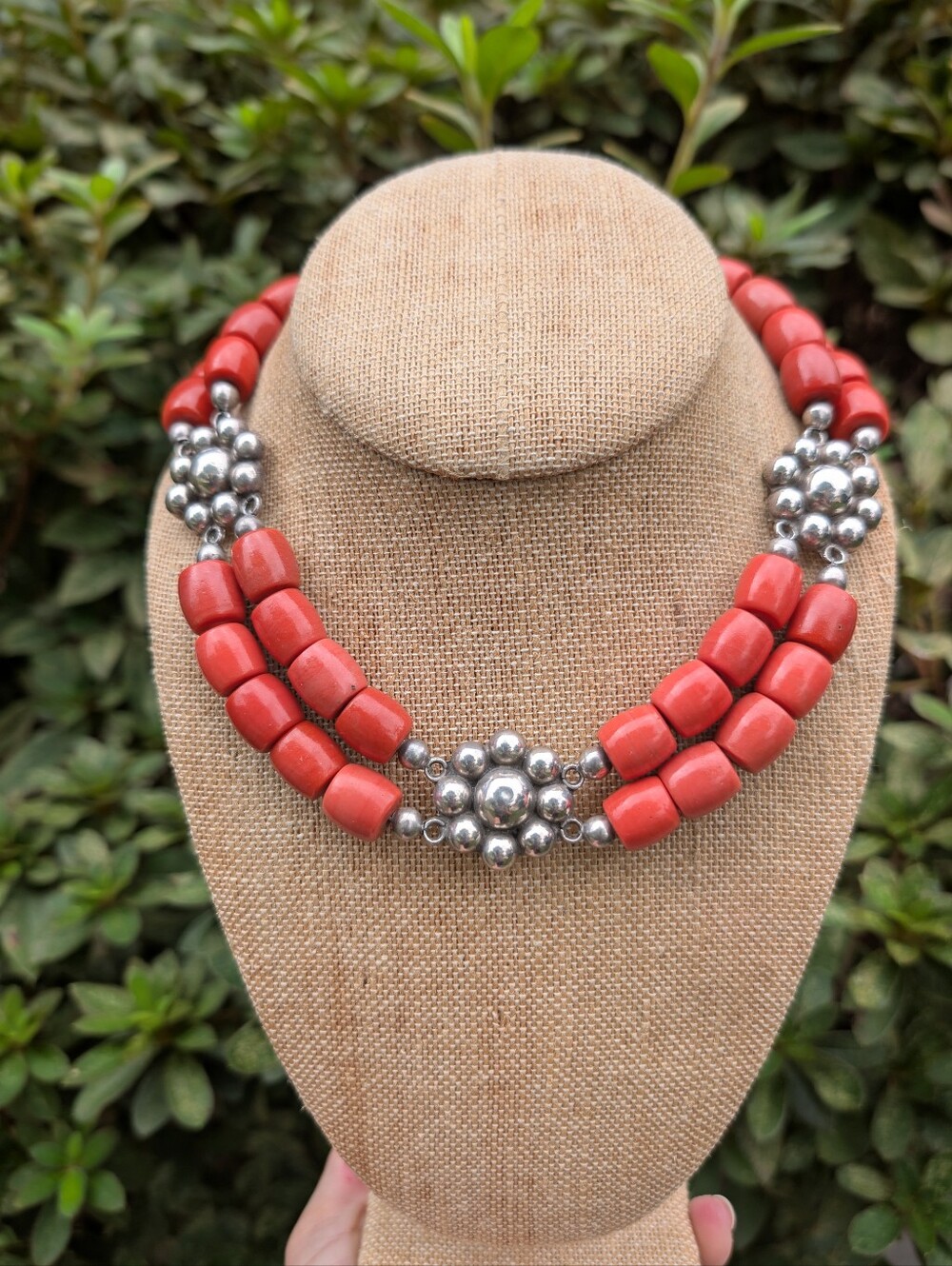 Sterling And Coral Estate Necklace